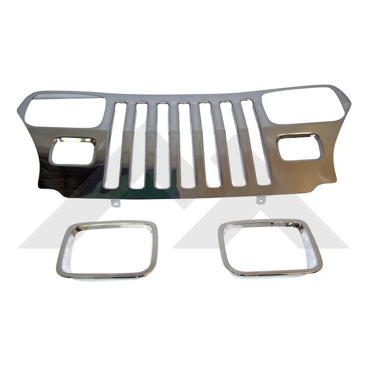 Grille Applique Set (Stainless-YJ): RT Off-Road